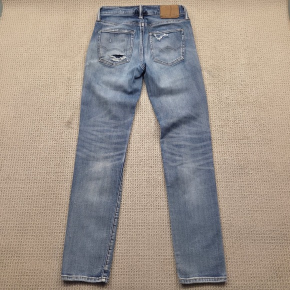 American Eagle Womens Slim Straight Leg Jeans Distressed Blue Denim 28x32‎ - Picture 2 of 9